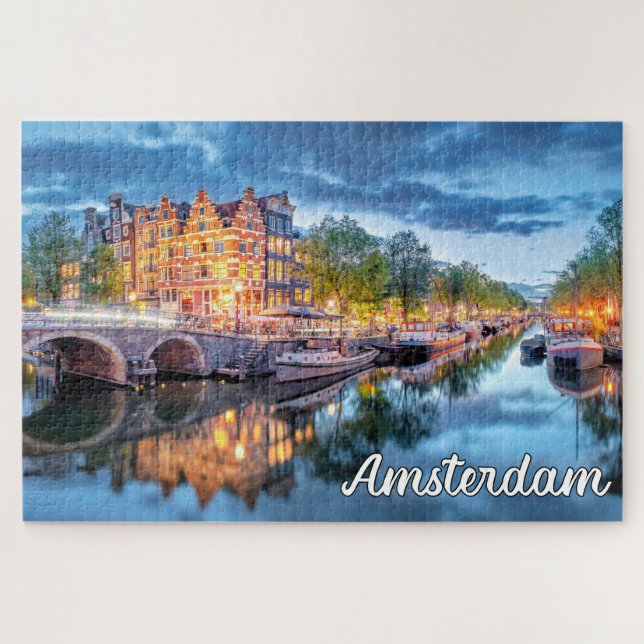 Schöne Stadt Amsterdam, Niederlande Puzzle (Horizontal)