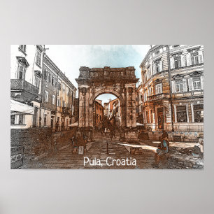 Schöne Stadt Pula Kroatien Malerei Poster
