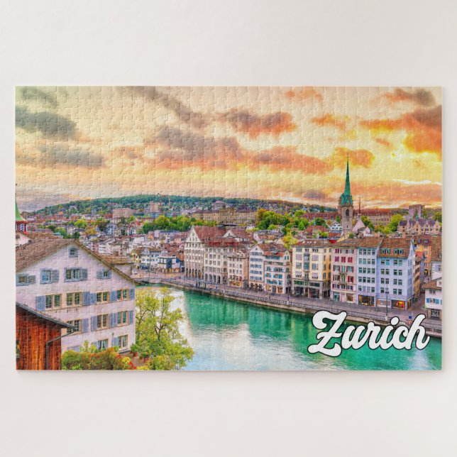 Schöne Stadt Zürich, Schweiz Puzzle (Horizontal)