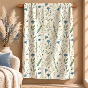Schöne staubblaue Blumen-Decke Sage Green Geschenk Sherpadecke