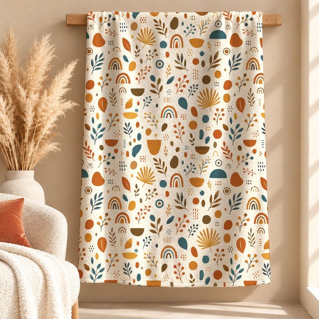 Schöne staubgrüne Kupfer-Boho-Decke Design Fleecedecke (Beautiful Dusty Green Copper Boho Blanket Design)