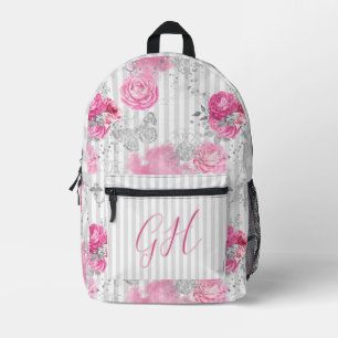 Schöne Steampunk Elegance Rosa Rosen auf Silver Bedruckter Rucksack