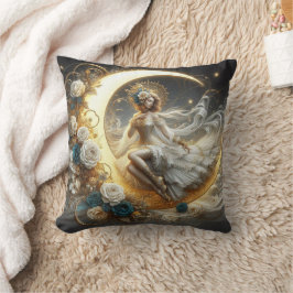 Schöne Steampunk-Frau auf dem Mond Kissen