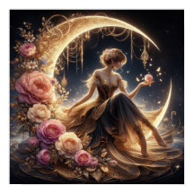Schöne Steampunk-Frau auf dem Mond