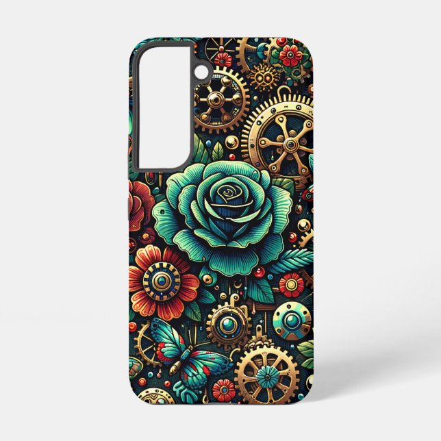 Schöne Steampunk Gears und Rose Samsung Galaxy Hülle (Rückseite)