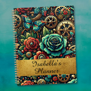Schöne Steampunk-Themen-Zahnräder und Rosen Planer