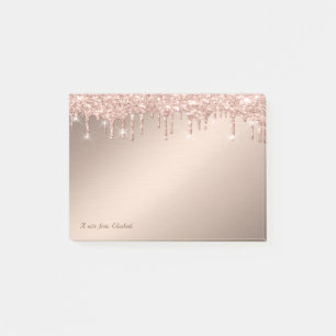 Schöne stilvolle Elegante Rose Gold Glitzer Tropfe Post-it Klebezettel