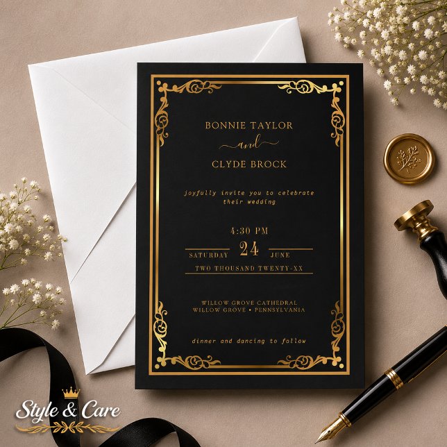 Schöne stilvolle Hochzeit Einladung mit elegantem  (Gorgeous Stylish Wedding Invite with Elegant Flair)