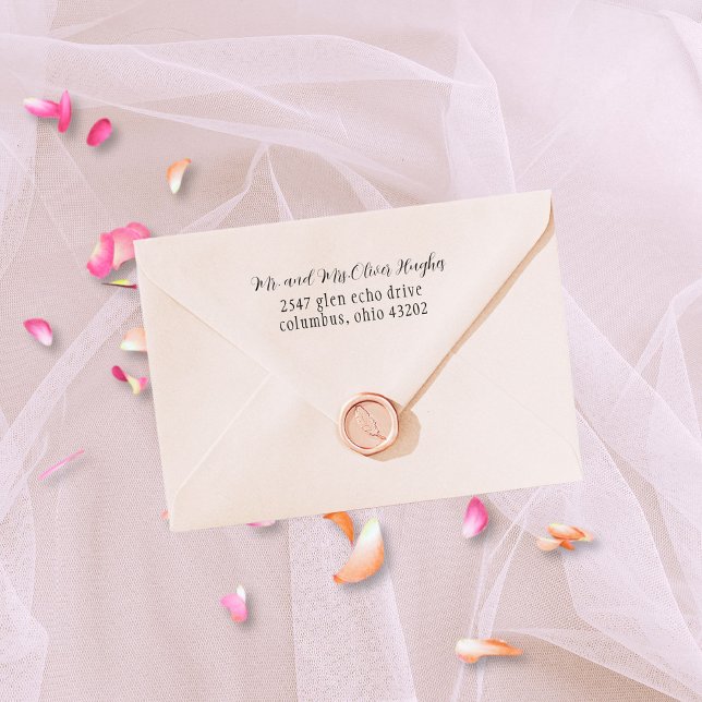 Schöne, stilvolle Script-Rücksendeadresse Permastempel (Lovely and feminine address stamp)