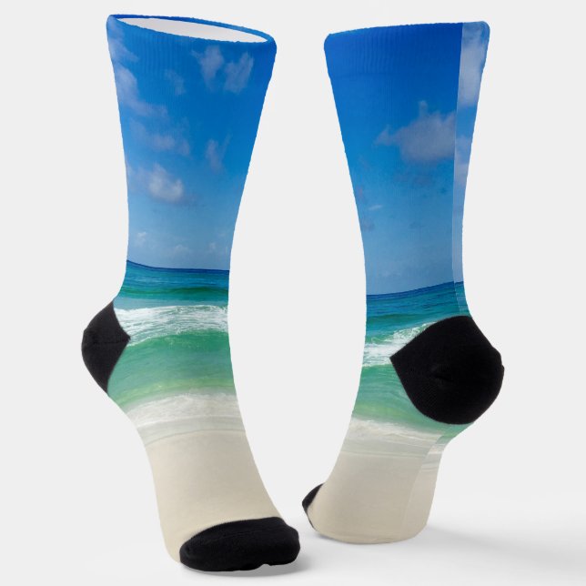 Schöne Strand Cool Blue Ocean Waves Fotografie Socken (Gewinkelt)