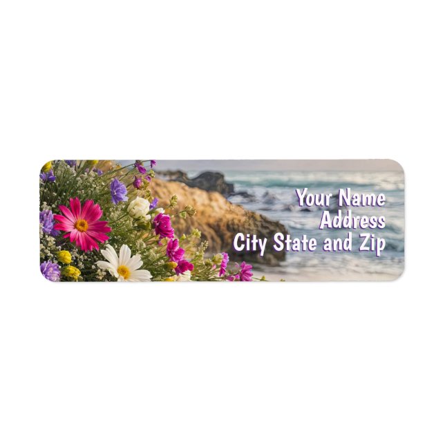 Schöne Strand- und Blumen-Rücksendeadresse (Vorne)