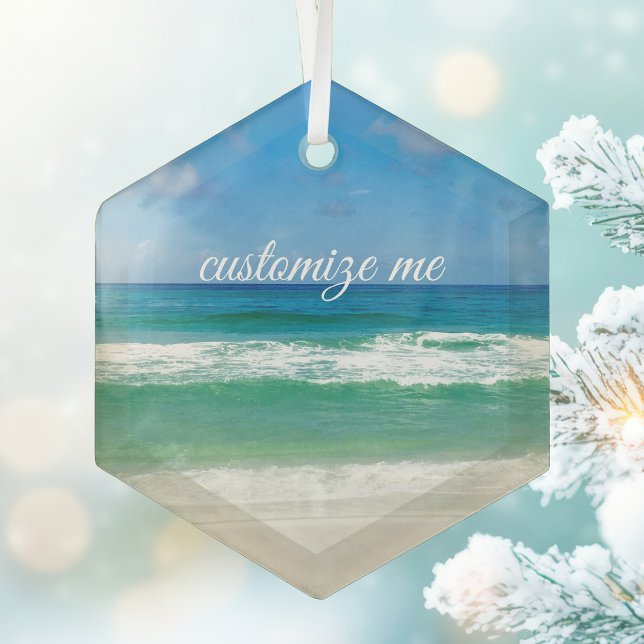 Schöne Strandfotografie Custom Seaside Zuhause Ornament Aus Glas (Von Creator hochgeladen)