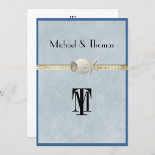 Schöne, Strandhochzeit, Starfish, Gold Einladung