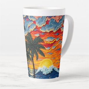 Schöne Strandszene mit Palmen   Milchtasse