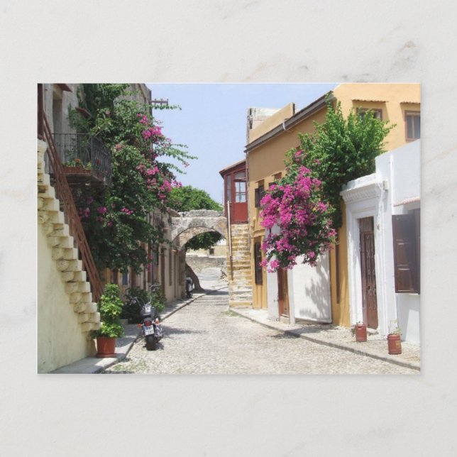 Schöne Straße in Rhodos Altstadt Postkarte (Vorderseite)