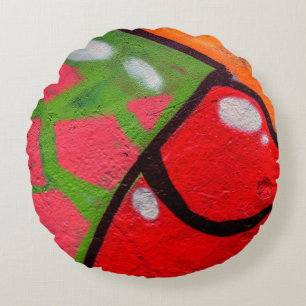Schöne Straßenkunst von Graffiti. Abstrakte Farbe Rundes Kissen