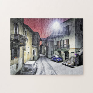 Schöne Straßenschneeszene Puzzle