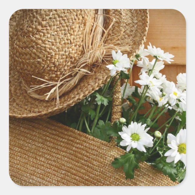 SCHÖNE STROW HAT W/ DAISIES Aufkleber (Vorderseite)