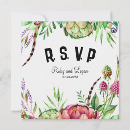 Schöne Succules Wedding RSVP Card Einladung