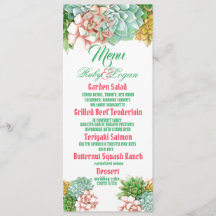 Schöne Succults Wedding Menu Card