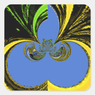 Schöne Südafrikanisch Gelb und Blau Kunst Quadratischer Aufkleber