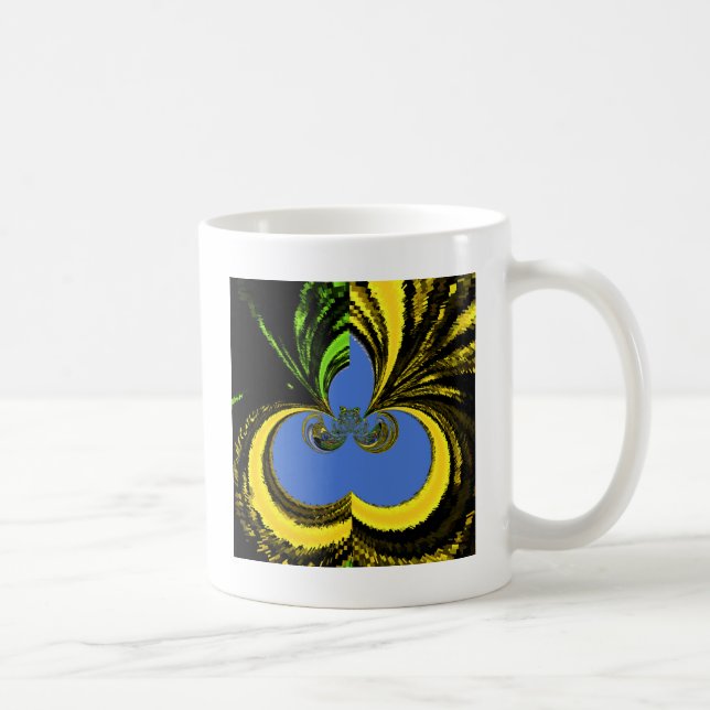 Schöne Südafrikanisch Gelb und Blau Kunst Tasse (Rechts)