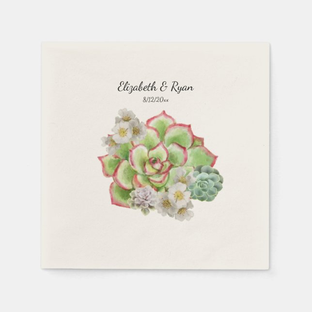 Schöne Sukkulationen Weiße Blume Hochzeit, Serviette (Vorderseite)