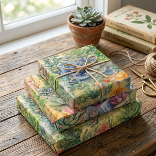 Schöne Sukkulentenarten Geschenkpapier Set