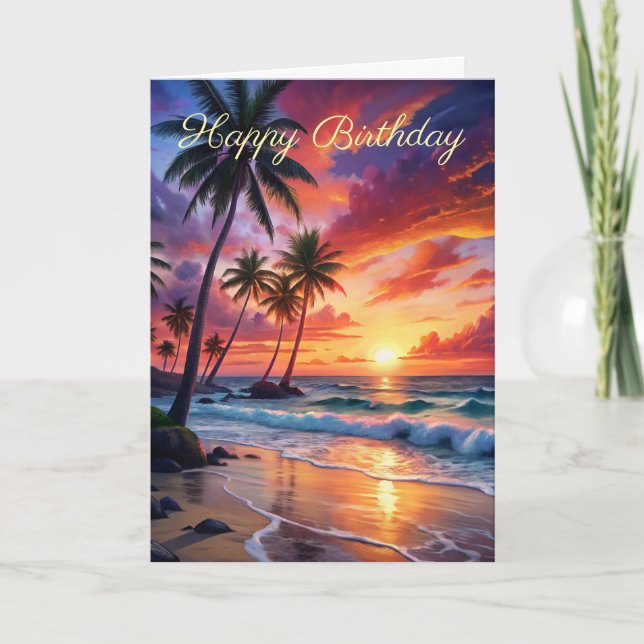 Schöne Sunset Birthday Card Karte (Vorderseite)