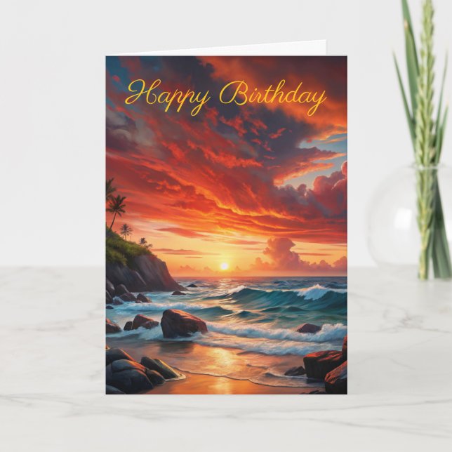 Schöne Sunset Birthday Card Karte (Vorderseite)