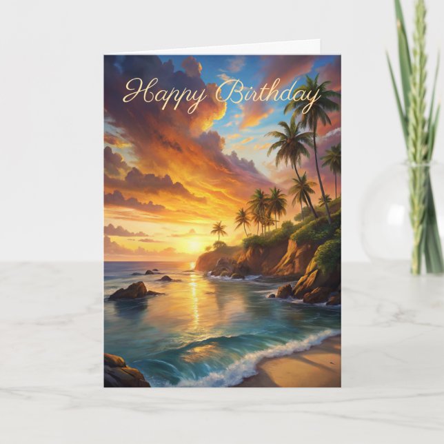 Schöne Sunset Birthday Card Karte (Vorderseite)