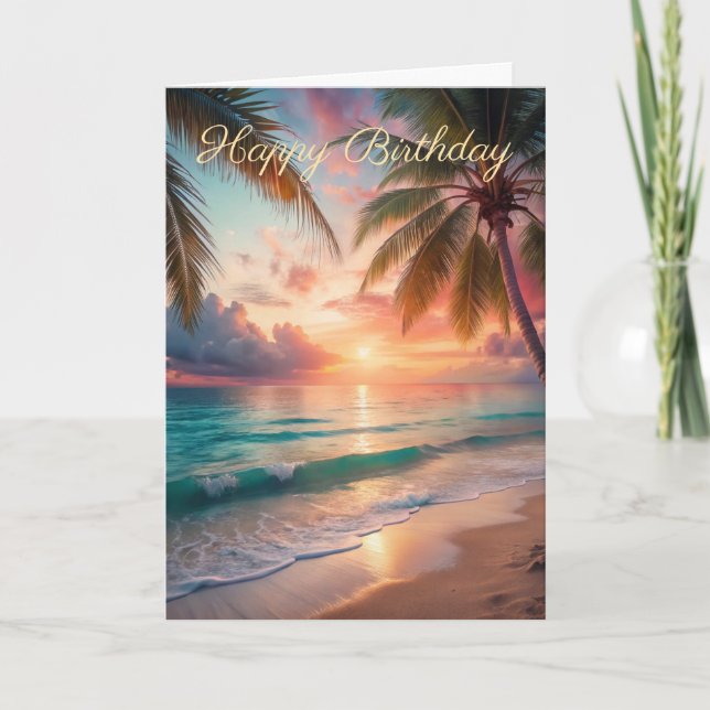 Schöne Sunset Birthday Card Karte (Vorderseite)