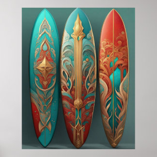 Schöne Surfboards Sommerwellen Surfen Poster