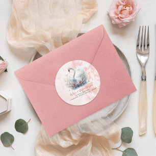 Schöne Swan Floral Damask Rücksendeadresse Runder Aufkleber