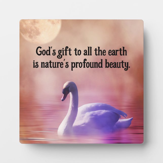 Schöne Swan Tabletop Plaque mit Easel Fotoplatte (Vorderseite)