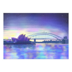 Schöne Sydney-Hafen-Aquarell-Sonnenuntergang Fotodruck