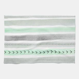 Schöne tadellose grüne graue Wasserfarbe-Streifen Handtuch