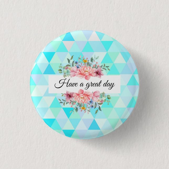 Schöne Tage aquamarine grüne Muster florieren Button (Vorderseite)