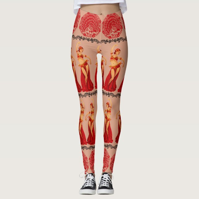 Schöne Tanzmädchen und Friedensgeflecht Leggings (Vorderseite)