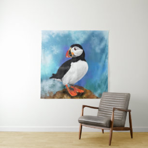 Schöne Tapisserie über den Atlantik Puffin Bird Wandteppich