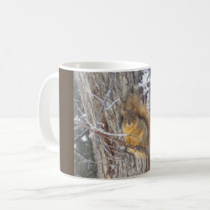 Schöne Tasse des Eichhörnchens im Winter