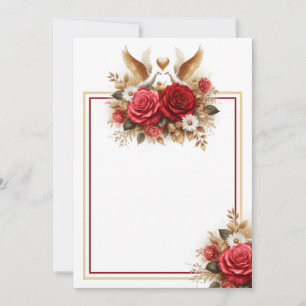 Schöne Tauben, Rose und Milchstrände Einladung