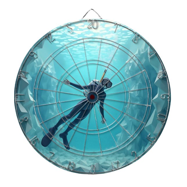 Schöne Tauchdame ozeanblau Dartscheibe (vorne)