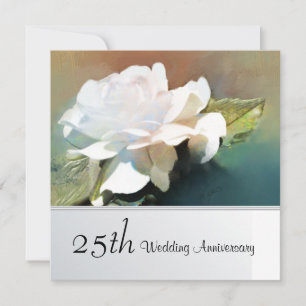Schöne Teerosen-Party zum 25. Hochzeitstag Einladung