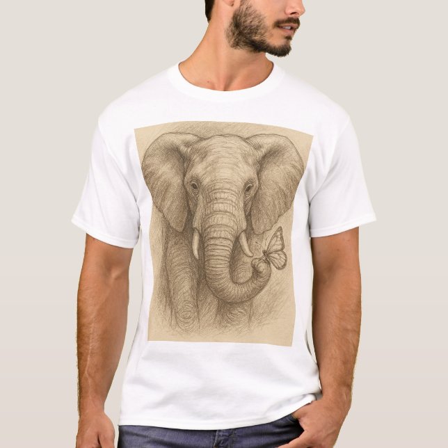 Schöne Tierskizze eines Elefanten T-Shirt (Vorderseite)