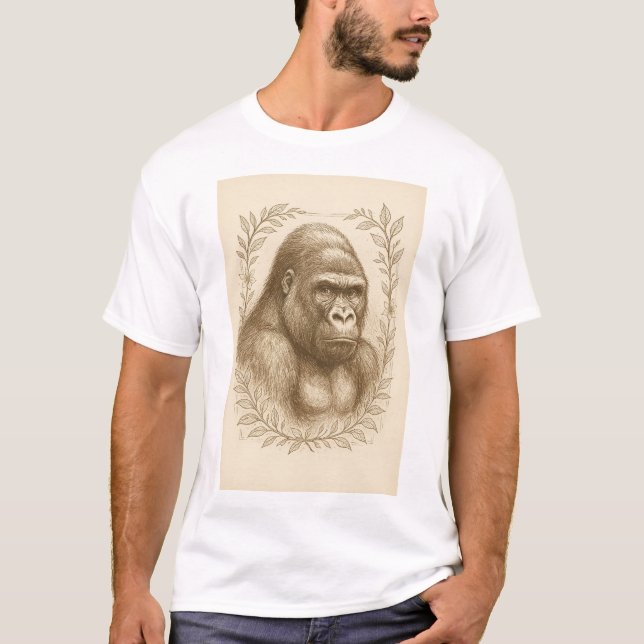Schöne Tierskizze von Gorilla T-Shirt (Vorderseite)