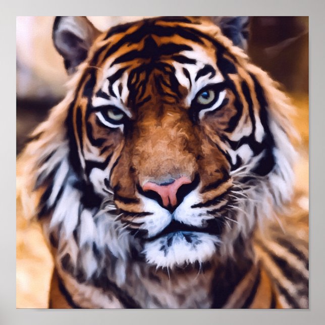 Schöne Tiger Cat Face Painted Wildlife Poster (Vorne)