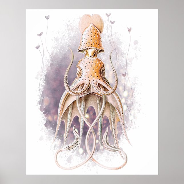 Schöne Tintenfisch-Malerei Earnst Haeckel Variatio Poster (Vorne)