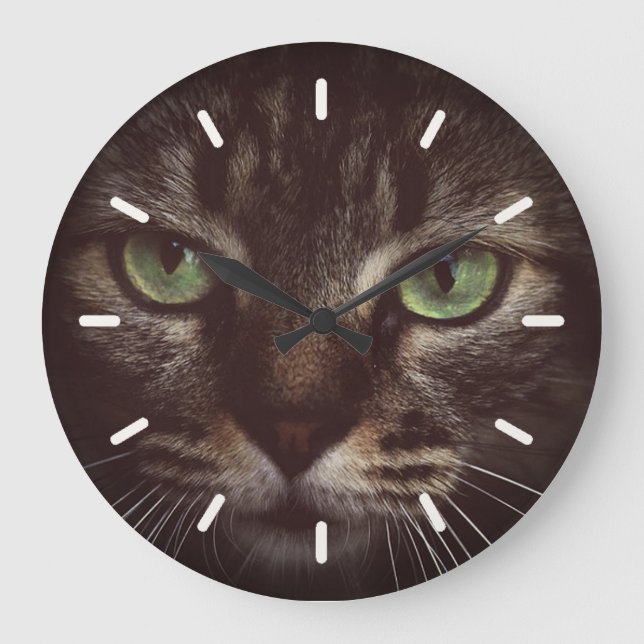 Schöne Tischkatze Große Wanduhr (Vorderseite)