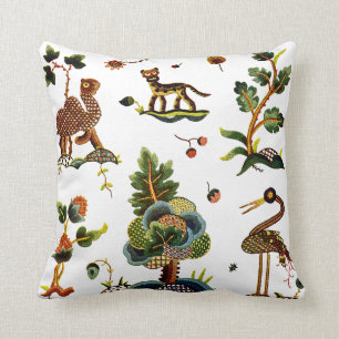 Schöne traditionelle Jacobohnen Crewel Stickerei Kissen